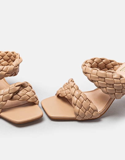 Εικόνα της Γυναικεία mules με διπλή πλεκτή φάσα Nude