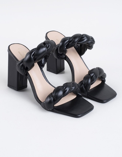 Εικόνα της Mules με διπλή φάσα πλεξούδα Μαύρο