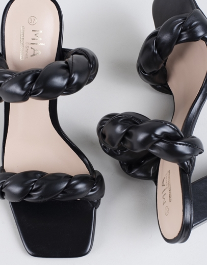 Εικόνα της Mules με διπλή φάσα πλεξούδα Μαύρο