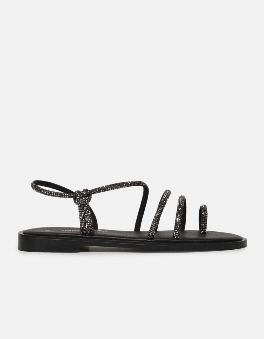 Εικόνα από Δερμάτινα σανδάλια Ελληνικής κατασκευής με λουράκια από strass Μαύρο