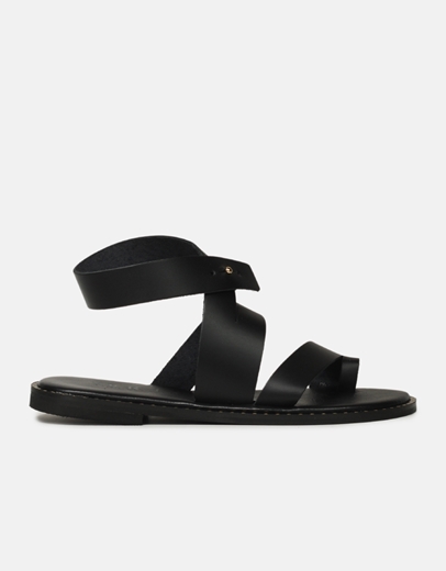 Εικόνα της Δερμάτινα σανδάλια Ελληνικής Κατασκευής με ιδιαίτερο δέσιμο Μαύρο