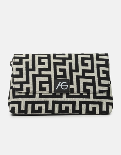 Εικόνα της Χειροποίητη τσάντα ώμου με μαίανδρο M Μαύρο