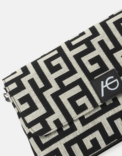 Εικόνα της Χειροποίητη τσάντα ώμου με μαίανδρο M Μαύρο