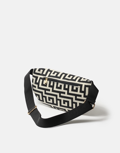 Εικόνα της Crossbody χειροποίητο τσαντάκι με μαίανδρο M Μαύρο