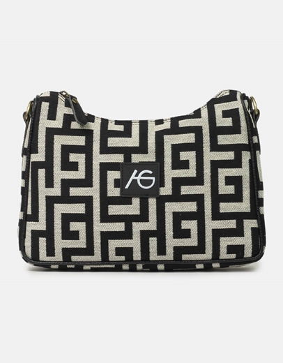 Εικόνα της Χειροποίητη τσάντα χιαστί με μαίανδρο Μαύρο