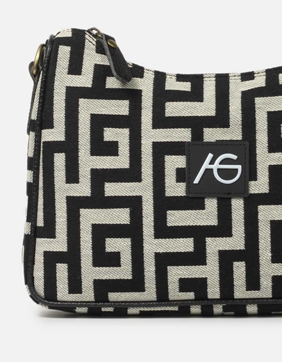 Εικόνα της Χειροποίητη τσάντα χιαστί με μαίανδρο Μαύρο