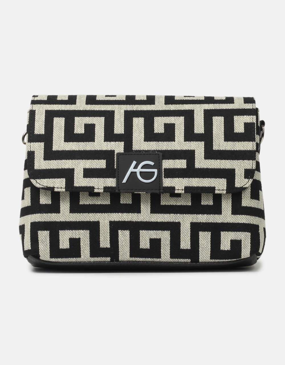 Εικόνα από Χειροποίητη τσάντα ώμου με μαίανδρο ελληνικής κατασκευής S Μαύρο