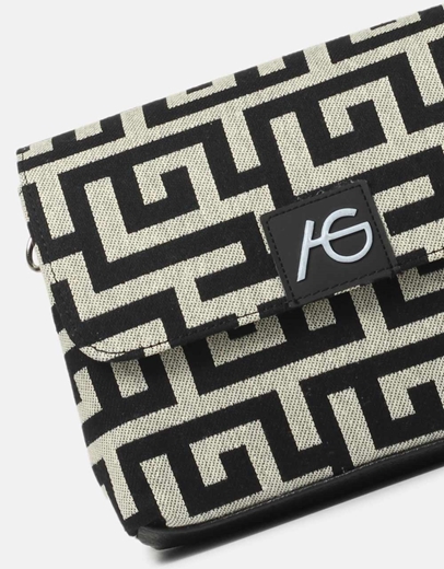 Εικόνα της Χειροποίητη τσάντα ώμου με μαίανδρο ελληνικής κατασκευής S Μαύρο