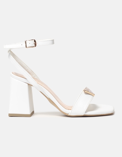 Εικόνα της Δερμάτινα open heel πέδιλα Ελληνικής κατασκευής με μπαρέτα Λευκό