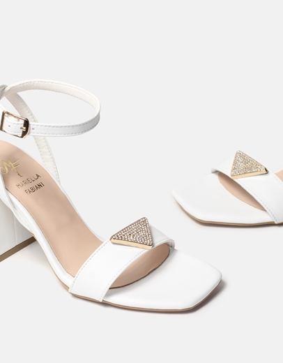 Εικόνα της Δερμάτινα open heel πέδιλα Ελληνικής κατασκευής με μπαρέτα Λευκό