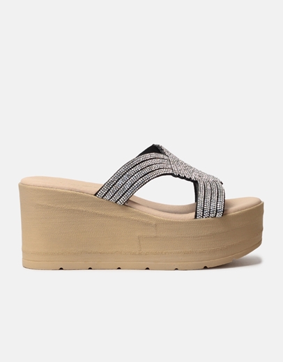 Εικόνα της Πλατφόρμες Ελληνικής κατασκευής με φάσα από strass Ασημί