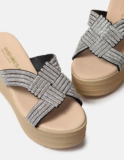 Εικόνα της Πλατφόρμες Ελληνικής κατασκευής με φάσα από strass Ασημί