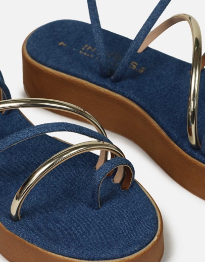 Εικόνα της Σανδάλια Ελληνικής κατασκευής  με λουράκια και toe ring Τζιν