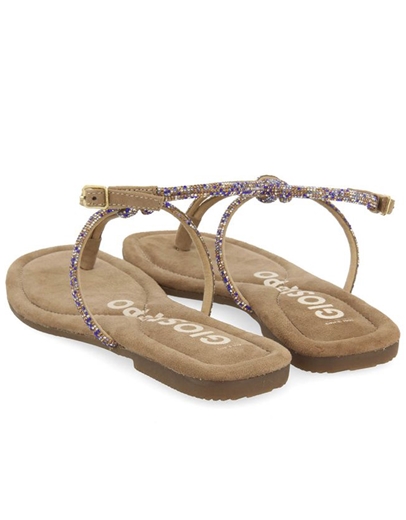 Εικόνα της Δερμάτινα flat σανδάλια Gioseppo με strass Πούρο