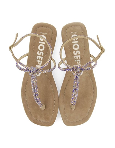 Εικόνα της Δερμάτινα flat σανδάλια Gioseppo με strass Πούρο