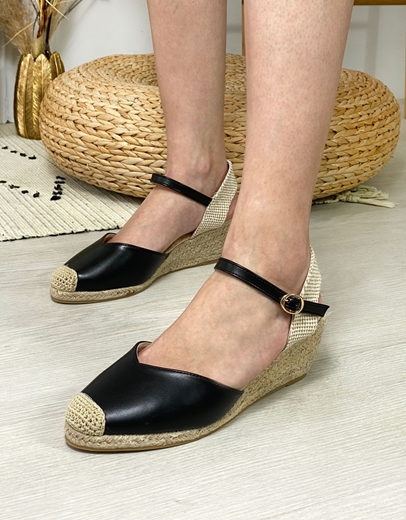 Εικόνα της Open heel εσπαντρίγιες με μπαρέτα Μαύρο