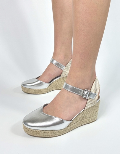 Εικόνα της Open heel εσπαντρίγιες με μπαρέτα Ασημί