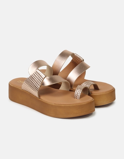 Εικόνα της Δερμάτινα flatforms Ελληνικής κατασκευής με toe ring Χαλκός