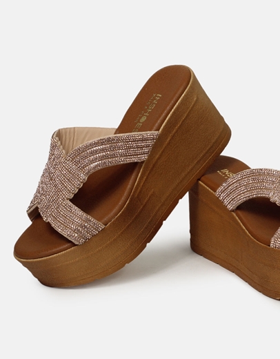 Εικόνα της Πλατφόρμες Ελληνικής κατασκευής με φάσα από strass Χαλκός