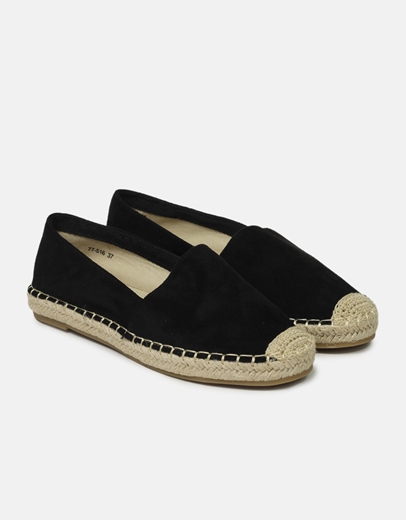 Εικόνα της Flat suede εσπαντρίγιες σε απλή γραμμή Μαύρο