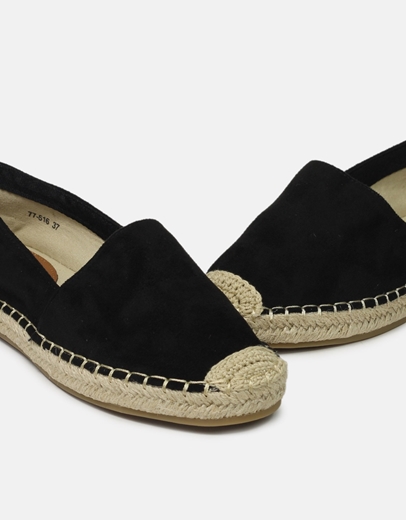 Εικόνα της Flat suede εσπαντρίγιες σε απλή γραμμή Μαύρο
