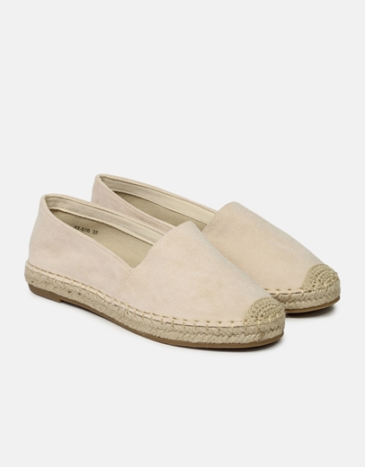 Εικόνα της Flat suede εσπαντρίγιες σε απλή γραμμή Μπεζ