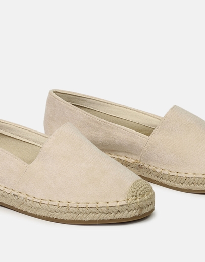 Εικόνα της Flat suede εσπαντρίγιες σε απλή γραμμή Μπεζ