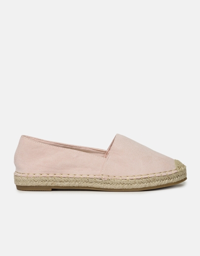 Εικόνα της Flat suede εσπαντρίγιες σε απλή γραμμή Ροζ