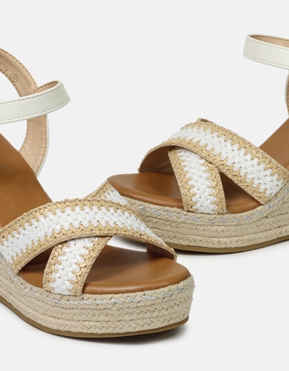 Εικόνα της Εσπαντρίγιες με μπαρέτα και πλεκτό σχέδιο Λευκό