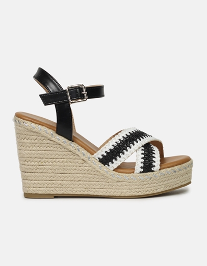 Εικόνα της Εσπαντρίγιες με μπαρέτα και πλεκτό σχέδιο Μαύρο