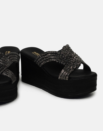 Εικόνα της Πλατφόρμες Ελληνικής κατασκευής με φάσα από strass Μαύρο