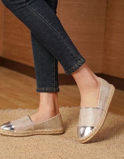 Εικόνα της Flat suede εσπαντρίγιες με διπλό υλικό Ασημί