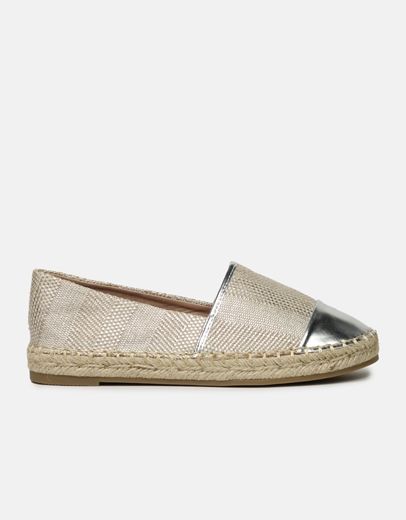 Εικόνα της Flat suede εσπαντρίγιες με διπλό υλικό Ασημί