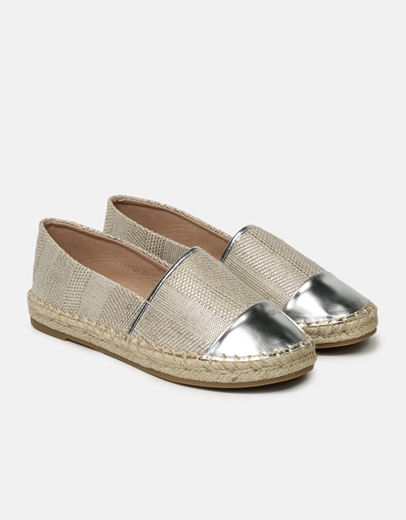 Εικόνα της Flat suede εσπαντρίγιες με διπλό υλικό Ασημί