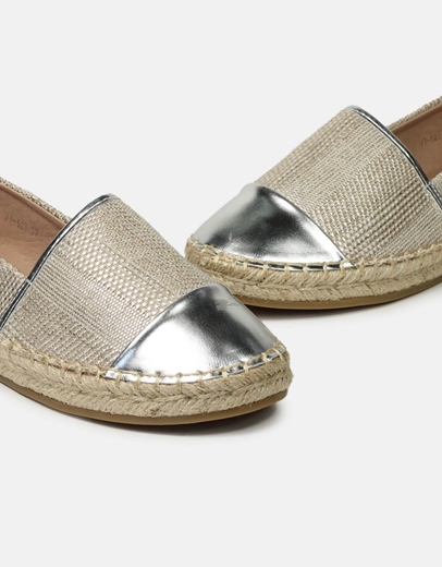 Εικόνα της Flat suede εσπαντρίγιες με διπλό υλικό Ασημί