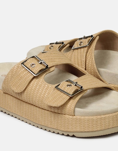 Εικόνα της Σανδάλια με διπλό τοκά και σχέδιο πλέξης Κάμελ