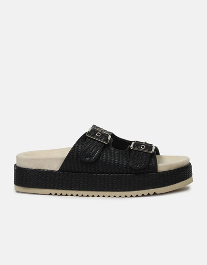 Εικόνα της Σανδάλια με διπλό τοκά και σχέδιο πλέξης Μαύρο