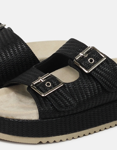 Εικόνα της Σανδάλια με διπλό τοκά και σχέδιο πλέξης Μαύρο
