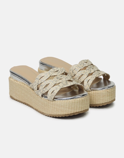 Εικόνα της Πλατφόρμες basic με πλεκτό σχεδιο Ασημί