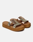 Εικόνα από Δερμάτινα σανδάλια flatforms Χαλκός