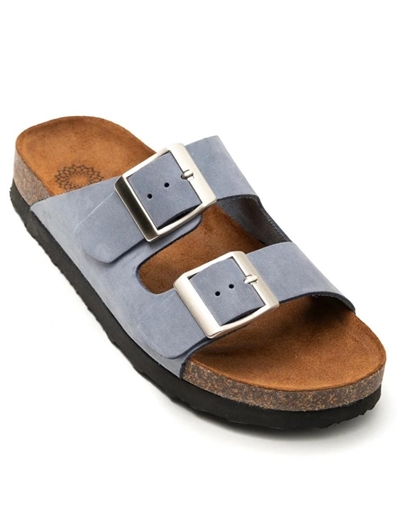 Εικόνα της Δερμάτινα σανδάλια Ελληνικής κατασκευής  με διπλή φάσα Μπλε