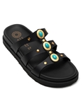 Εικόνα από Δερμάτινα σανδάλια Ελληνικής κατασκευής με διακοσμητικά πετράδια Μαύρο