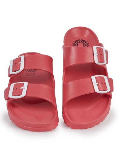 Εικόνα της Σανδάλια flat Ελληνικής κατασκευής  με διπλή φάσα Φούξια