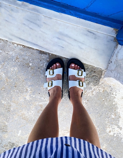 Εικόνα της Σανδάλια Ελληνικής Κατασκευής με διπλό τοκά Λευκό