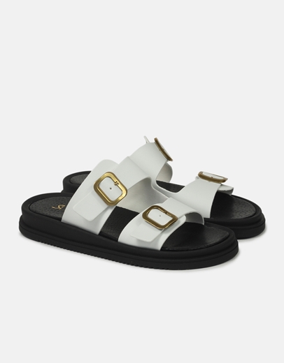 Εικόνα της Σανδάλια Ελληνικής Κατασκευής με διπλό τοκά Λευκό