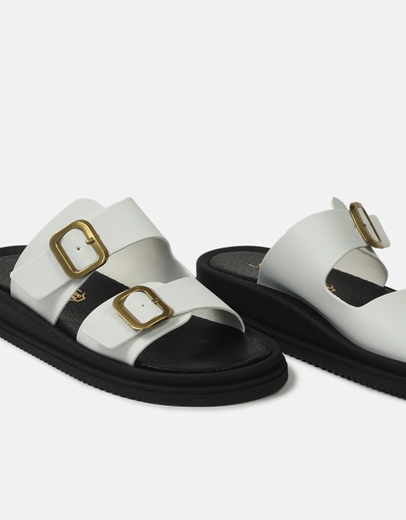 Εικόνα της Σανδάλια Ελληνικής Κατασκευής με διπλό τοκά Λευκό