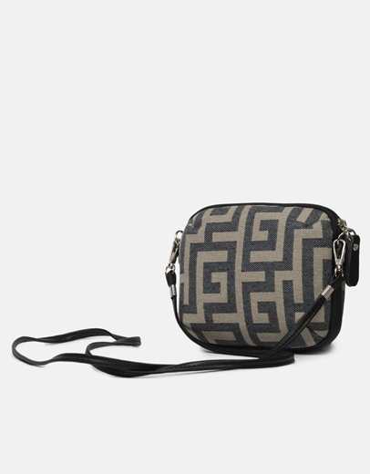 Εικόνα της Χιαστί χειροποίητο τσαντάκι με μαίανδρο Μαύρο/Μπεζ