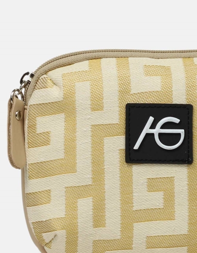 Εικόνα της Χιαστί χειροποίητο τσαντάκι με μαίανδρο Μπεζ/Χρυσό