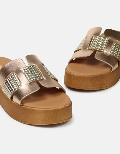 Εικόνα της Δερμάτινα flatforms Ελληνικής κατασκευής με ιδιαίτερο σχέδιο Χαλκός