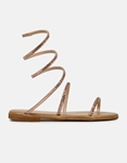 Εικόνα από Δερμάτινα lace up σανδάλια flat Χαλκός